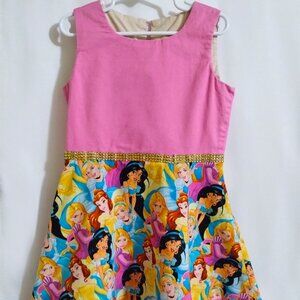 Disney Princess Dress – Custom Vintage, Pink with Princess Print, Size 5–6